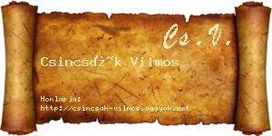 Csincsák Vilmos névjegykártya